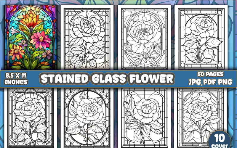 Dibujos para colorear de flores de vidrieras
