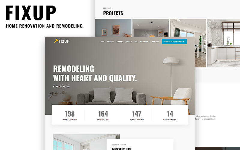 FIXUP - 家居装修和改建 HTML5 登陆页面模板