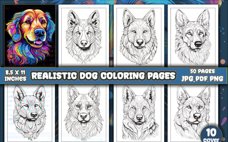 Livre de coloriage de chien réaliste pour KDP