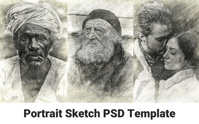 Portré vázlat PSD-sablon