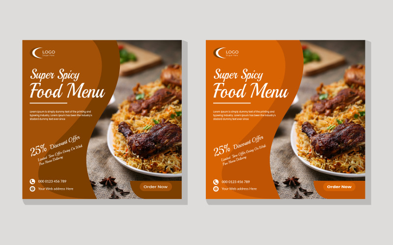 Modelo de postagem de promoção de mídia social de menu de comida