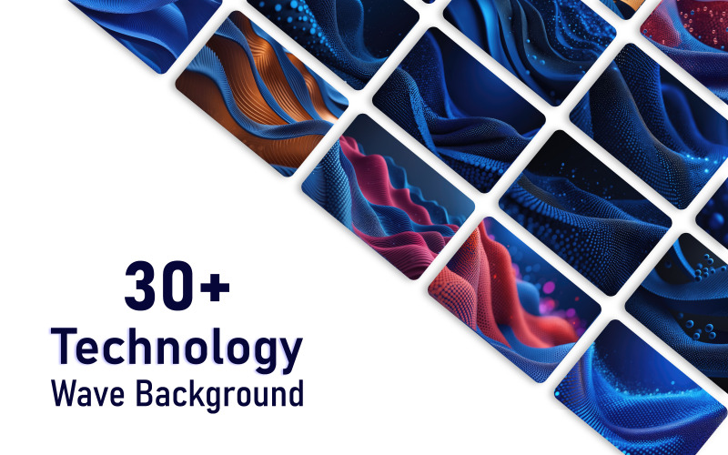 Pakiet 30+ ilustracji tła fali technologicznej 3D, tło technologiczne