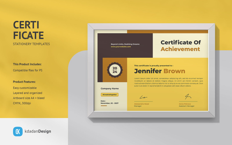 Plantillas de diseño PSD de certificado Vol 049