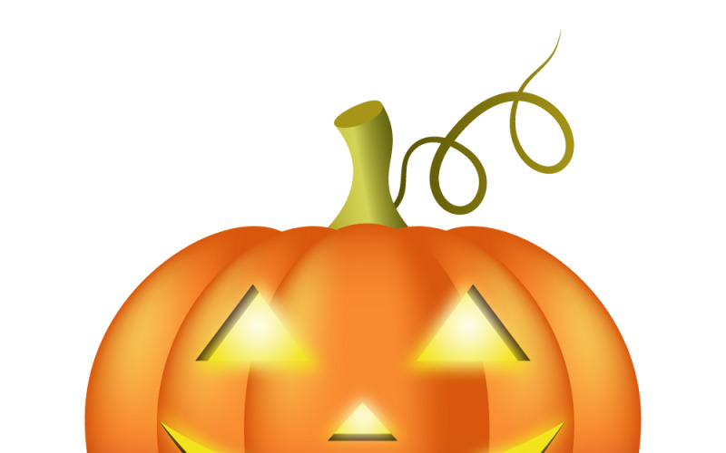 Una calabaza vectorial con una cara sonriente luminosa