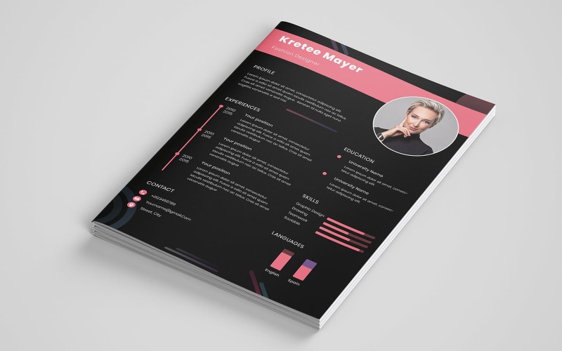 Zwart-wit CV-sjabloon voor CV