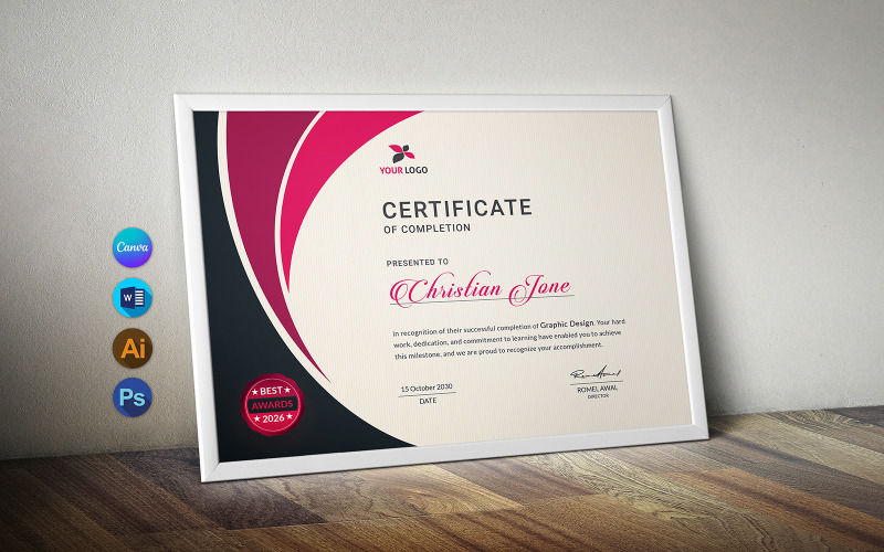 Canva modern landschap certificaat ontwerpsjabloon