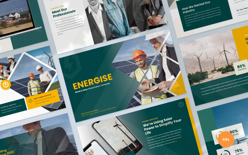 Energize – Prezentace Větrné a solární energie Šablona Prezentací Google