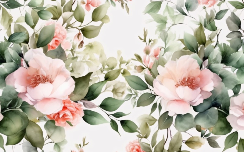 Watercolor flowers wreath Background 377 - TemplateMonster