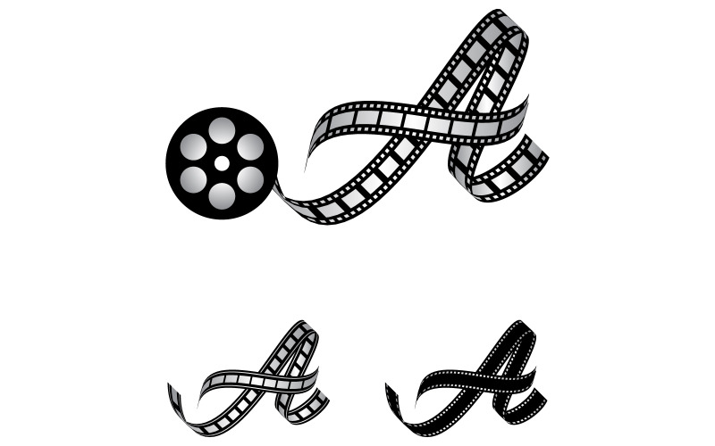 Letter A gemaakt van filmstrip, logo voor mediafotografie videografie YouTube-kanaalproductie
