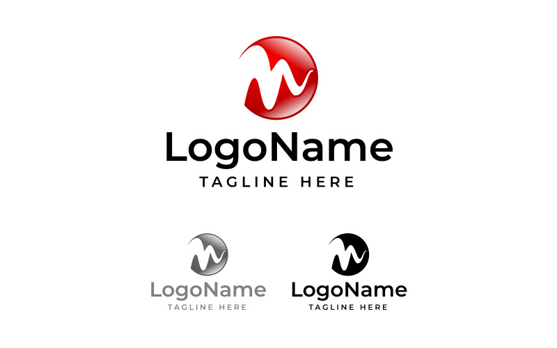 Letter M rond logo, eerste logo, glanzend logo Globe logo ontwerp