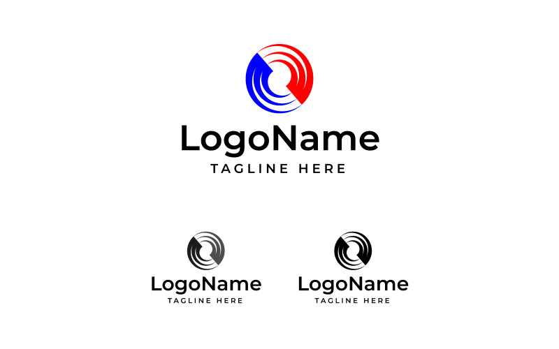 Logo d'onde ronde, logo de refroidissement de chauffage, logo de CVC, logo de plombier, logo dynamique, cercle mobile,