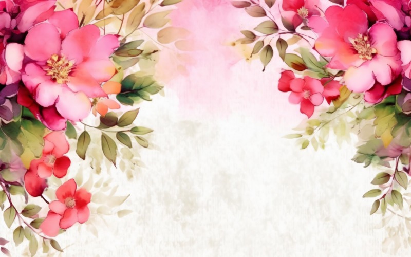 Watercolor flowers wreath Background 417 - TemplateMonster