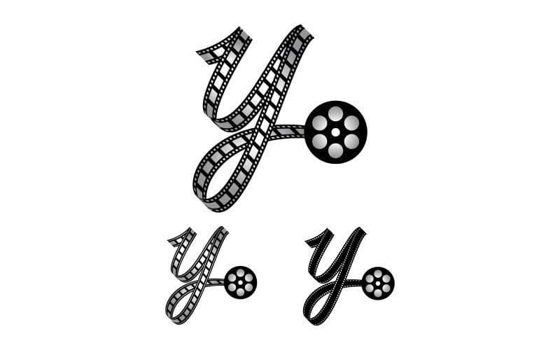 Bokstaven Y gjord av filmremsa, logotyp för mediafotografi Videografi Youtube-kanalproduktion