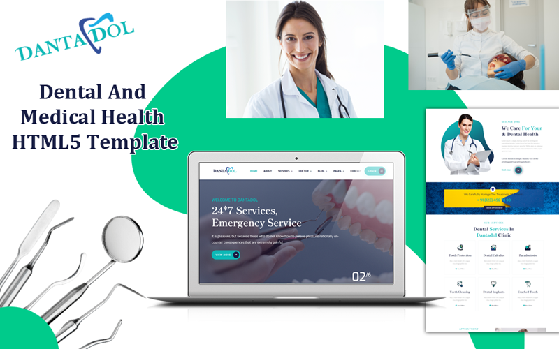 Dantadol - HTML5-mall för tandvård och medicinsk hälsa