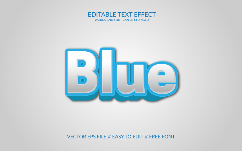 Design de efeito de texto azul totalmente editável em vetor Eps