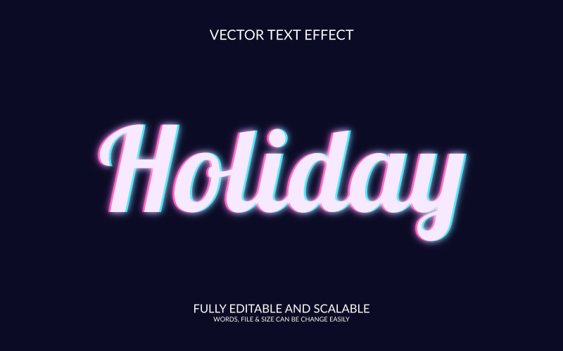 Diseño de efecto de texto vectorial 3d de vacaciones.