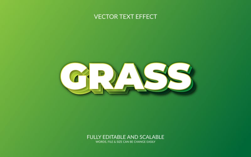 Grünes Gras 3D-bearbeitbarer Vektor-EPS-Texteffekt-Vorlagenentwurf