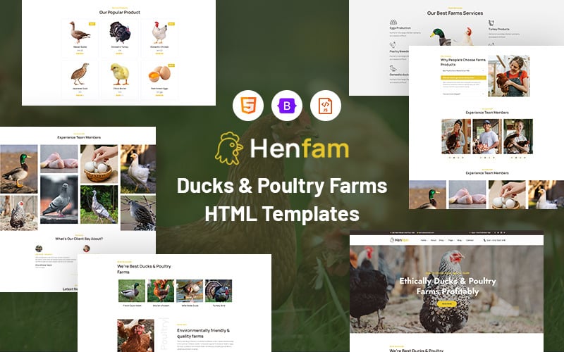 Henfam – Webbplatsmall för ankor och fjäderfäfarmar