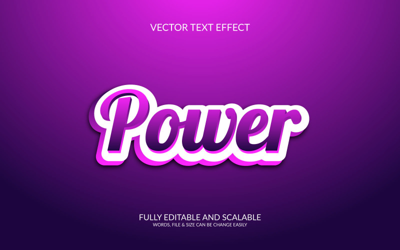 Ilustração de efeito de texto EPS de vetor editável Power 3D