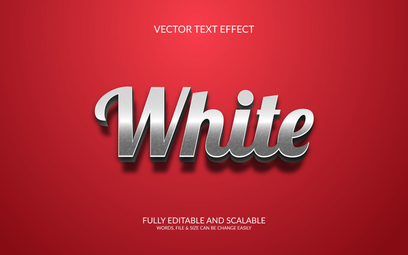 Ilustração de efeito de texto vetorial totalmente editável em 3D branco