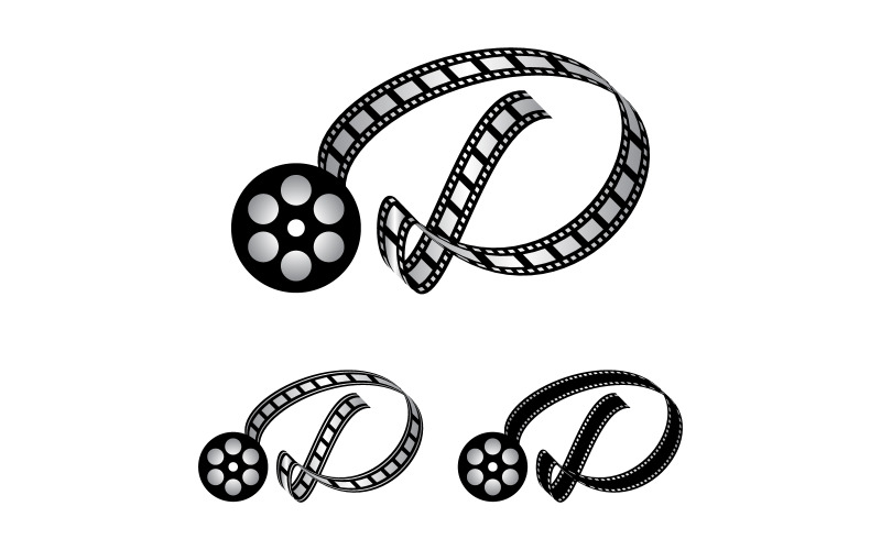 Letra D feita de tira de filme, logotipo para produção de canal de videografia de fotografia de mídia no YouTube