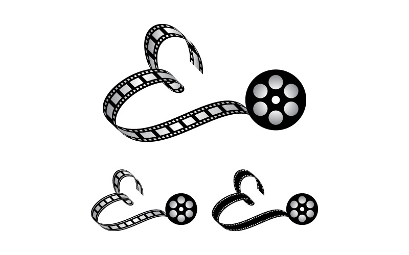 Letra E hecha de tira de película, logotipo para fotografía de medios Videografía Producción de canales de Youtube