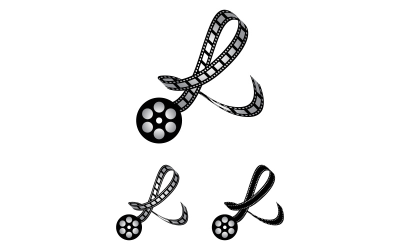 Letra L feita de tira de filme, logotipo para fotografia de mídia, videografia, produção de canal do Youtube