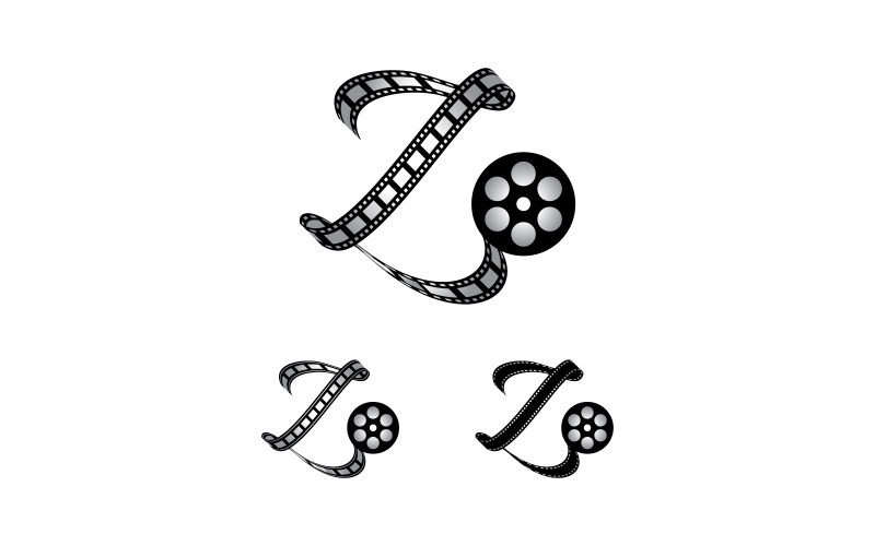 Letra Z feita de tira de filme, logotipo para fotografia de mídia, videografia, produção de canal no Youtube