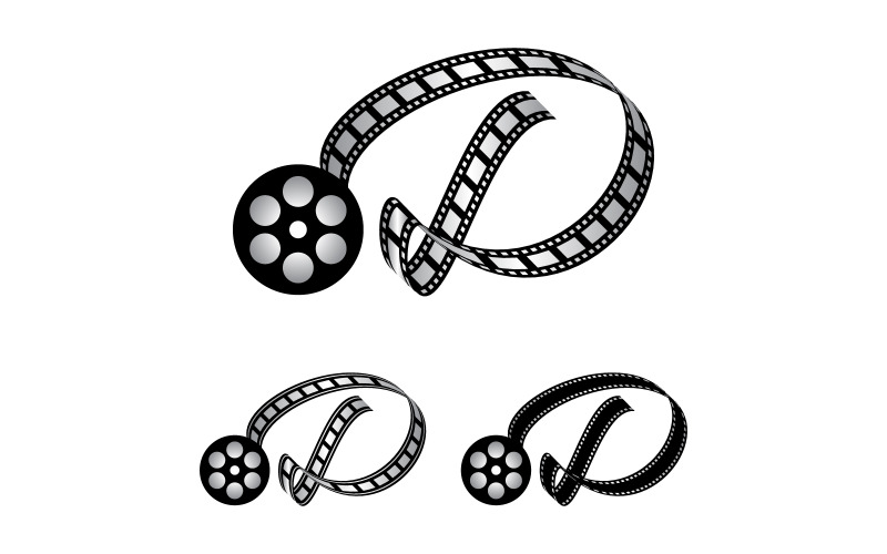 Letter D gemaakt van filmstrip, logo voor mediafotografie videografie YouTube-kanaalproductie