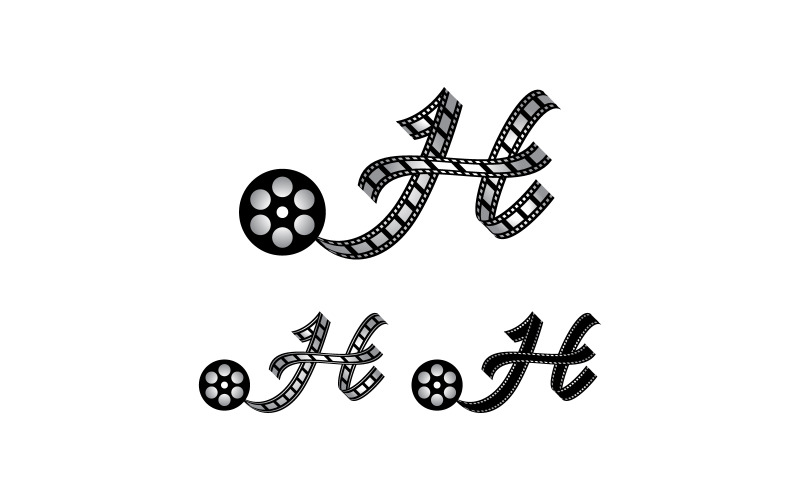 Letter H gemaakt van filmstrip, logo voor mediafotografie videografie YouTube-kanaalproductie