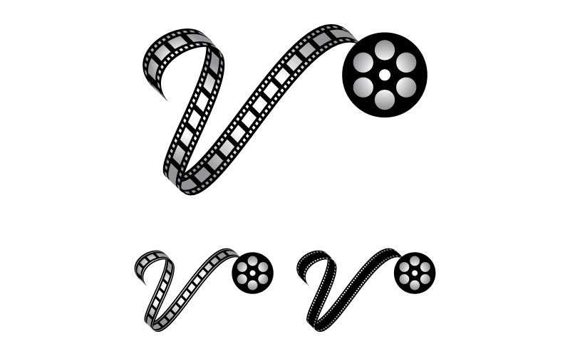 Letter V gemaakt van filmstrip, logo voor mediafotografie videografie YouTube-kanaalproductie
