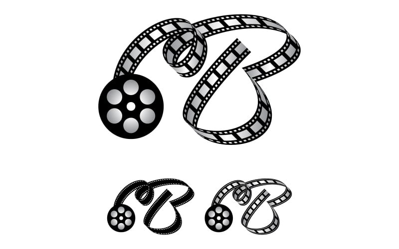 Lettre B réalisée à partir d'une bande de film, logo pour la production de chaînes Youtube de photographie et de vidéographie