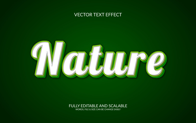 Modello di effetto testo EPS vettoriale completamente modificabile 3D della natura