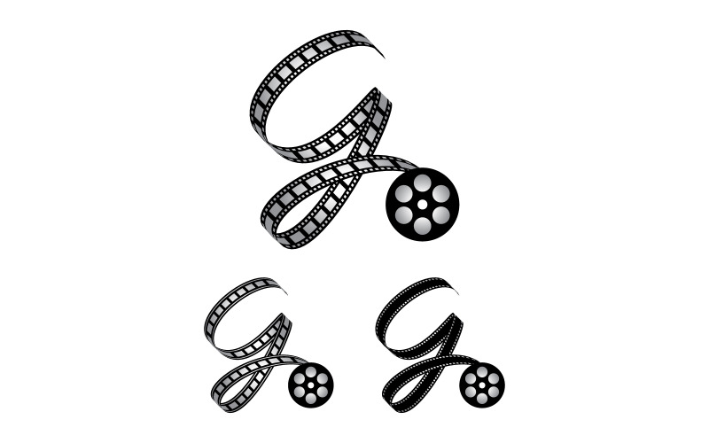 Písmeno G vyrobené z filmového pásu, logo pro mediální fotografii a videonahrávku produkce kanálu na youtube