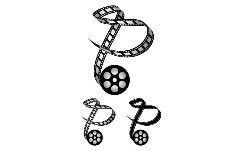 Písmeno P vyrobené z filmového pásu, logo pro mediální fotografii a videonahrávku produkce kanálu na youtube