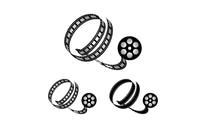 Písmeno Q vyrobené z filmového pásu, logo pro mediální fotografii a videonahrávku produkce kanálu na youtube