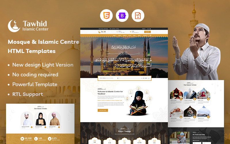 Tawhid – Plantilla de sitio web para mezquita y centro islámico