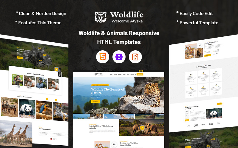 Woldlife – Animals Responsive Website Mall
