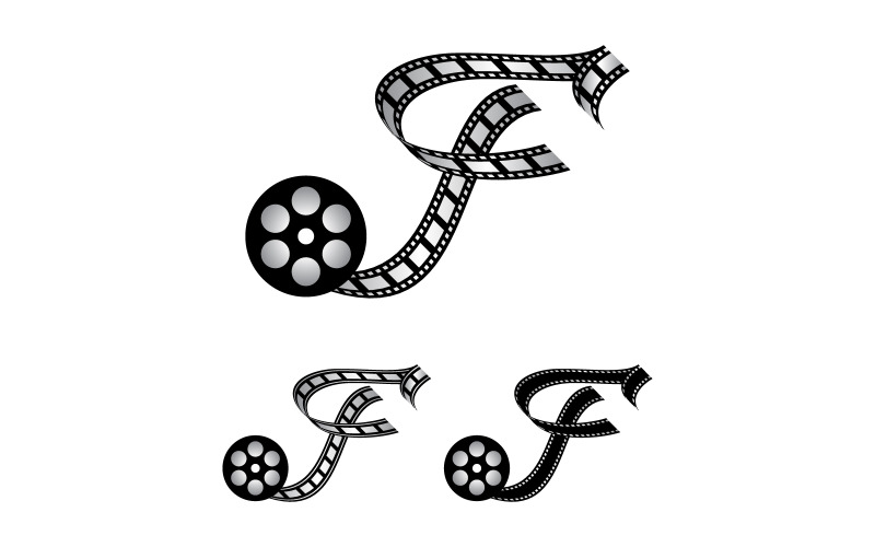 由胶片制成的字母 F，媒体摄影摄像 Youtube 频道制作的标志