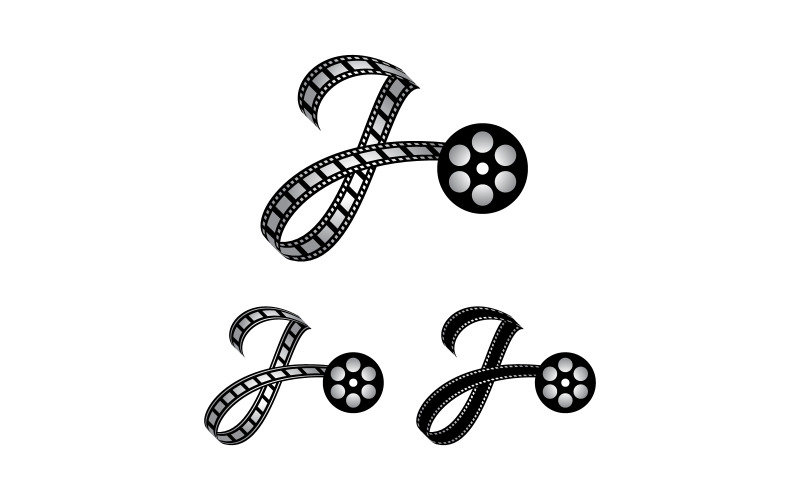 由胶片制成的字母 J，媒体摄影摄像 Youtube 频道制作的标志
