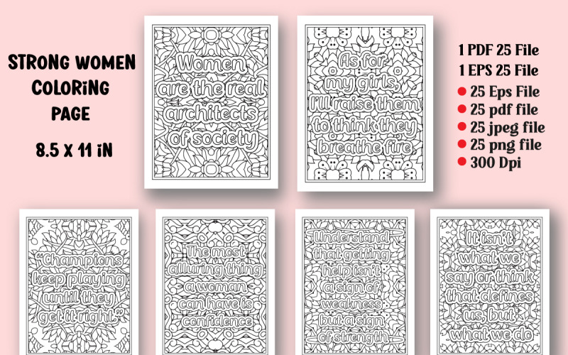 Strong Women Quotes Coloring Book #363841 - TemplateMonster