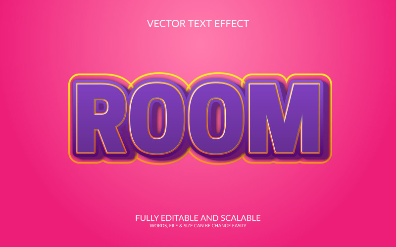 Редактируемый векторный текстовый эффект комнаты