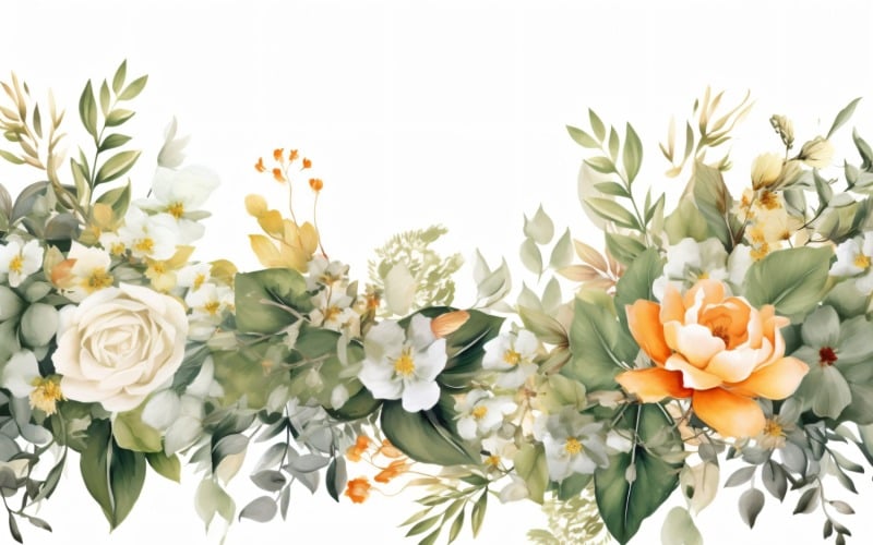 Watercolor flowers wreath Background 488