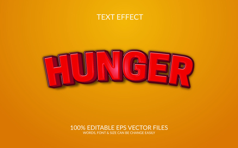 Conception de modèle d'effet de texte Eps vectoriel 3D de la faim