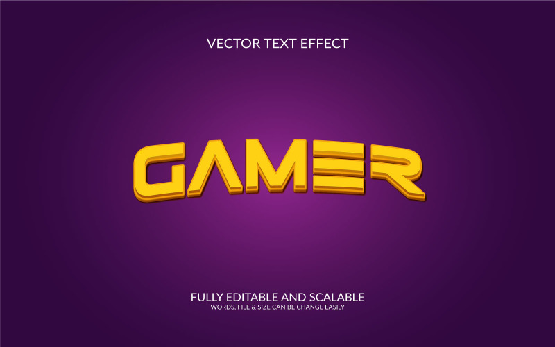 Gamer redigerbar 3d text effekt design illustration