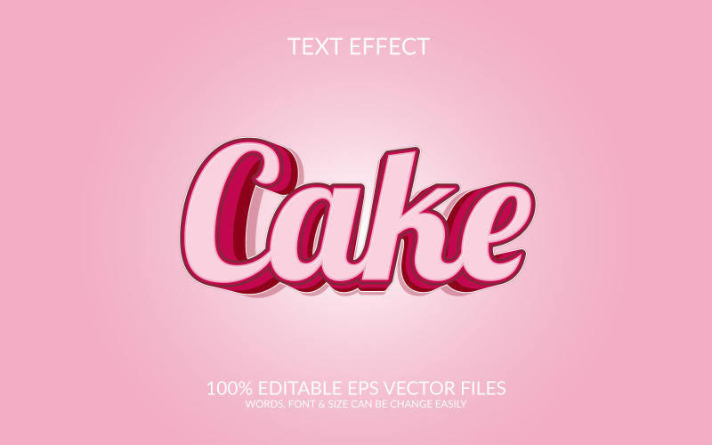 Kuchen 3D bearbeitbare Vektor-EPS-Texteffektvorlage