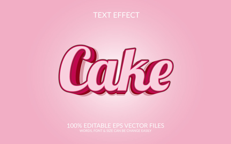 Modelo de efeito de texto EPS de vetor editável em 3D de bolo