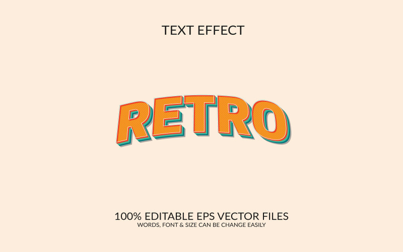 Conception d'effet de texte 3D vectoriel rétro entièrement modifiable