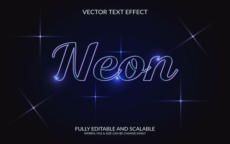 Modèle d'effet de texte 3d Eps vectoriel modifiable au néon
