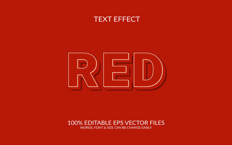 Diseño de plantilla de efecto de texto 3d vectorial totalmente editable en rojo